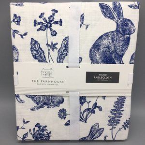 Rachel Ashwell Easter Blue Bunny Rabbit Toile 70” R Tablecloth Cloth Farmhouse